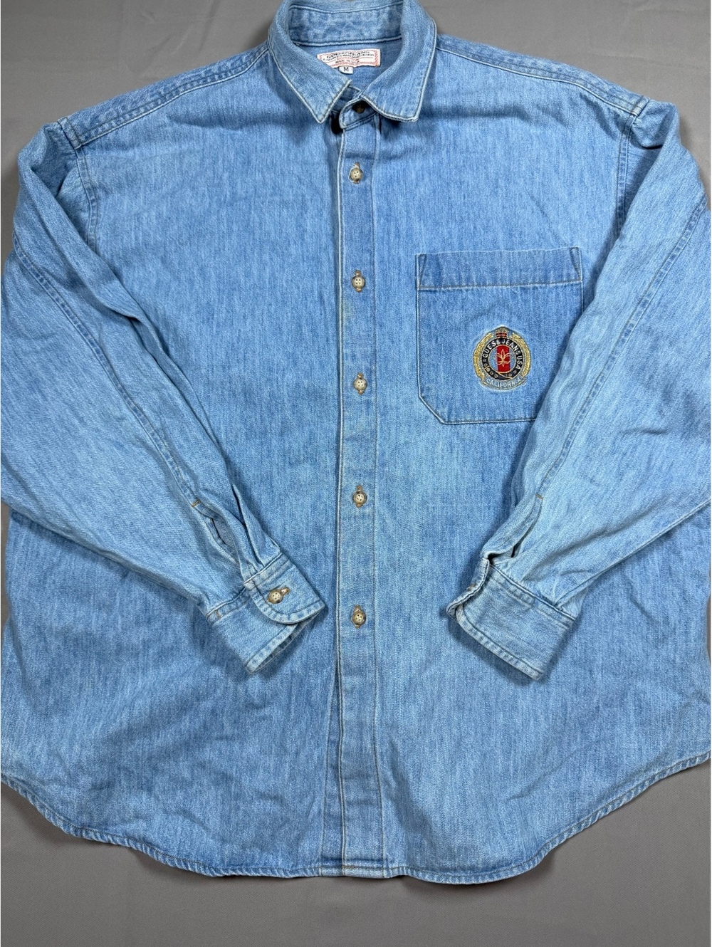 Vintage GUESS Jeans Georges Marciano Denim Shirt Mens M Made USA 90s Blue